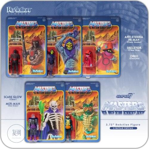 Super7 Masters of the Universe He-Man Transparent color Action Figure 3.75inch Collectible figurines Halloween Gift Toys For Boy