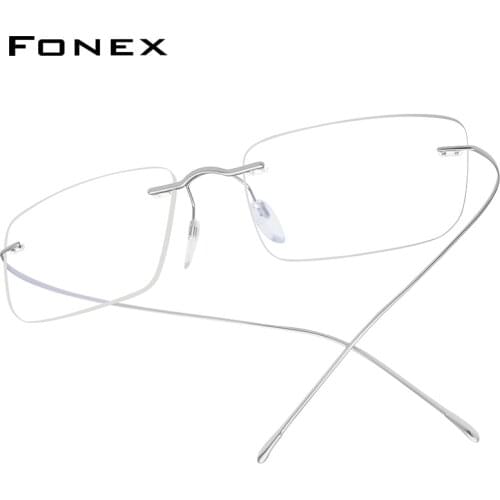 FONEX B Titanium Eyeglasses Frame Men 2020 Women Rimless Prescription Square Glasses Myopia Optical Korean Eyewear F85634