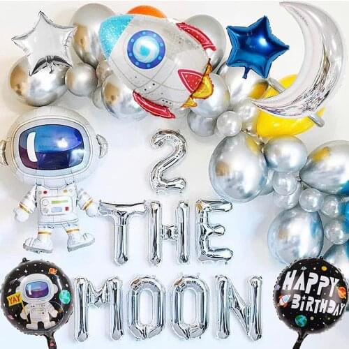 0-9 years old Birthday Outer Space Theme Balloons Garland Kit Decoration for Boy Space Galaxy Theme Birthday Party Supplies