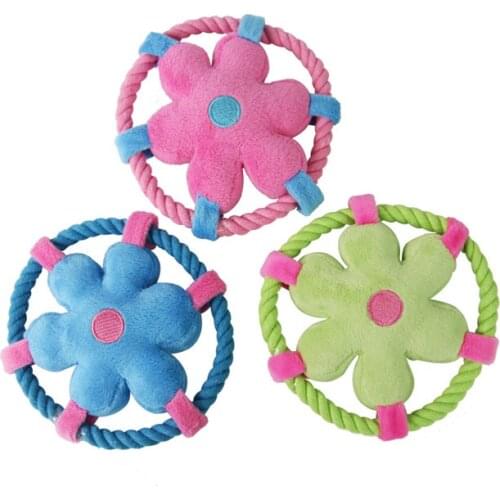 Gomaomi 1Pcs 14*14cm Pet Dog Cat Toy Cotton Rope Flying Discs Pet Toy