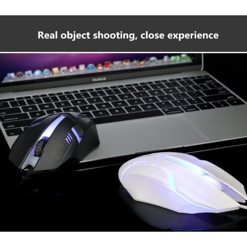 Gaming Backlit Mouse 1200DPI Optical Mouse Symmetrical Design Ergonomic Shape for Desktop Notebook Computers Black White