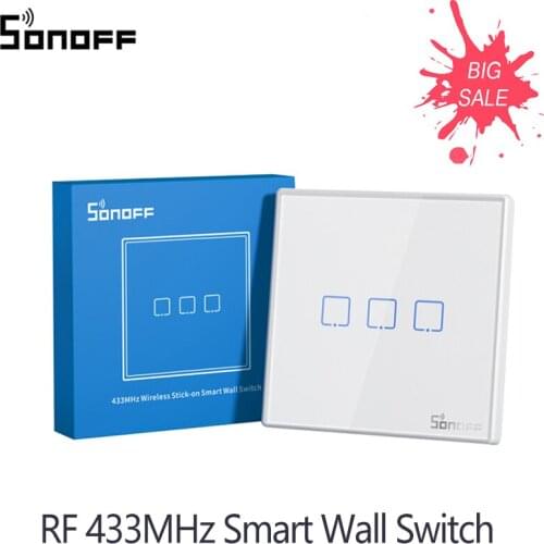 SONOFF T2EU-RF 433MHz Smart Wall Switch Wireless Stick-on RF Remote Controller 2-Way Control For 4CHPROR3 SlampherR2 TX Series