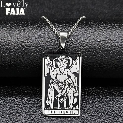 Stainless Steel Satan Necklace for Men Silver Color Necklaces & Pendants Jewelry Christmas Gift cadena hombre N1885S03