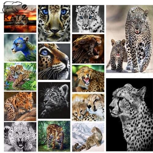 Photography Picture Leopard Diamond Painting Cross Stitch Realistic Animal Painting Diamond Mosaic Embroidery Gift Home Decor