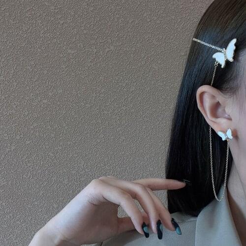 Creative Earring Hair Clip Women Fashion Jewelry Cute Elegant Butterfly Ears Accessories Good Gift 2021 New