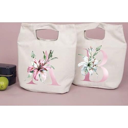 Lily Letter Functional Cooler Lunch Box Totes Portable Insulated Canvas Bento Bags Thermal Foods Picnic Storage Pouch Best Gifts