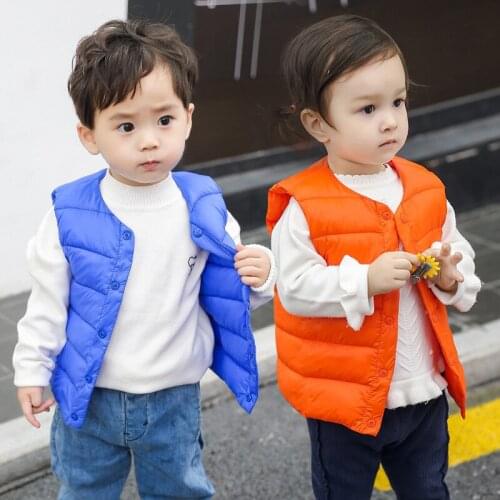 Hot Sale Children Feather Cotton Waistcoat Baby Boys Girls Vest