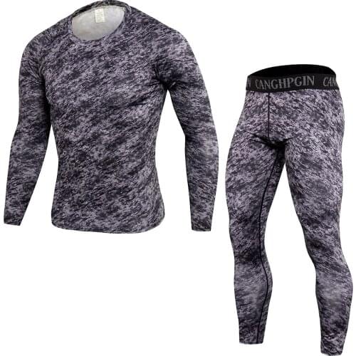 Mens Running Sets Compression Base Layer Rashguard For Men Sport Long Sleeves T Shirts Fitness Men Leggings Clothes Tight Suit