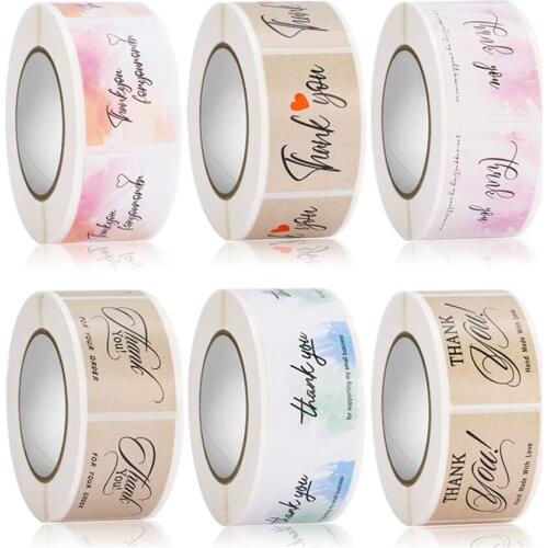 350pcs rectangle Thank You Stickers 2.5x3.7cm Kraft Thank You Labels for Small Business Flower bouquets Gift Wrap Shipping Party