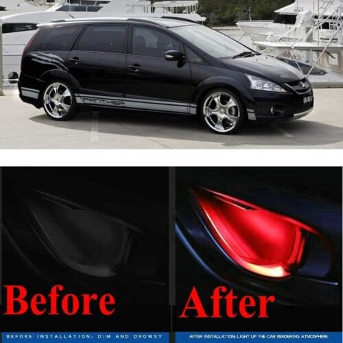 4pc CF style stickers on cars interior inside door handle atmosphere lamp for mitsubishi Canter Grandis Pajero I-Mie Space