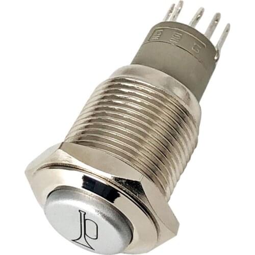 16mm Customizable symbols metal Oxide black/Brass plating push button switch lamp LED flat Latching/Momentary fans light for car