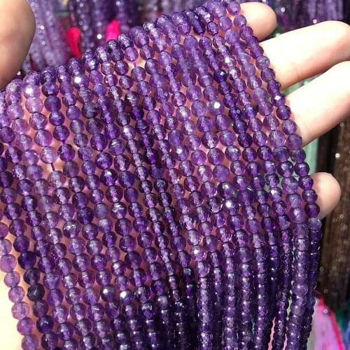 Natural Amethysts Stone Beads 3 4 mm Small Section Loose Beads for Jewelry Making Bracelet DIY Necklace Wholesale