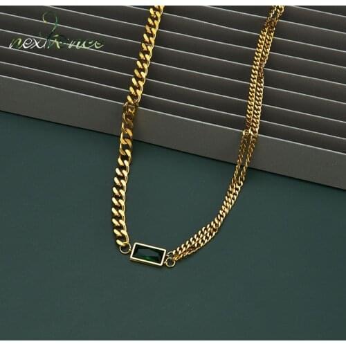 Nextvance 2021 Trend Green Zircon Pendant Necklace Gold Stainless Steel For Boyfriend Women Couple Jewellery Gift