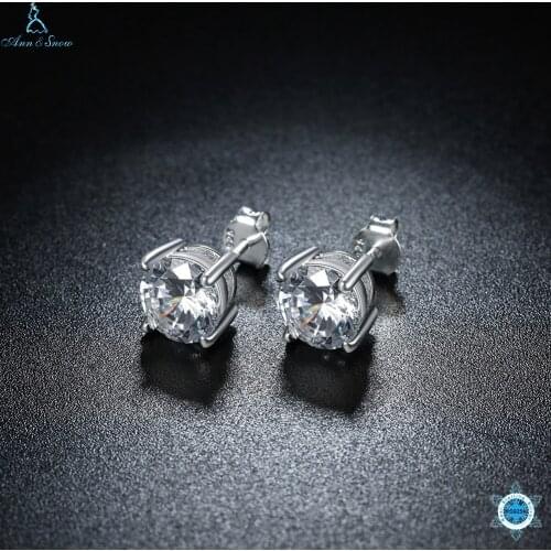 New Arrival 925 Sterling Silver Round Shape 0.8*0.8cm Cubic Zircon Stone Full Of Love Stud Earrings For Women Fine Jewelry
