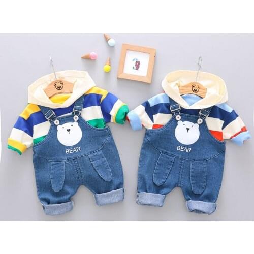 Autumn Children Baby Boys Girl Clothes Kids Hoodie SET T Shirt Straps Pants 2 Pcs/set Toddler Cotton Clothing Infant Tracksuits