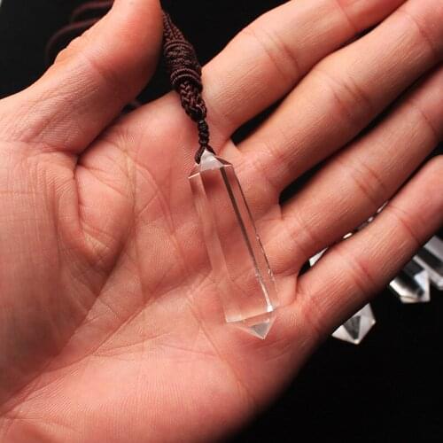 Crystal natural white crystal spirit set pendant double point six prism men and womens divination crystal jewelry gift