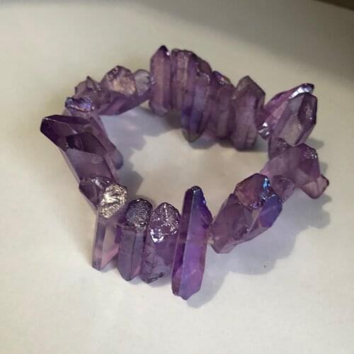 Natural crystal pillar electroplating purple bracelet perfect production healing