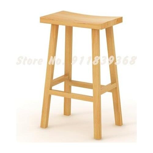 Nordic Saddle Stool Solid Wood Bar Stool Modern Simple High Stool Bar Stool Household Small Stool High Chair