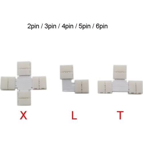 5set L T X Shape 2pin 3pin 4pin 5pin 6pin LED Connector For connecting corner right angle 5050 SMD RGB RGBW 3528 2812 LED Strip