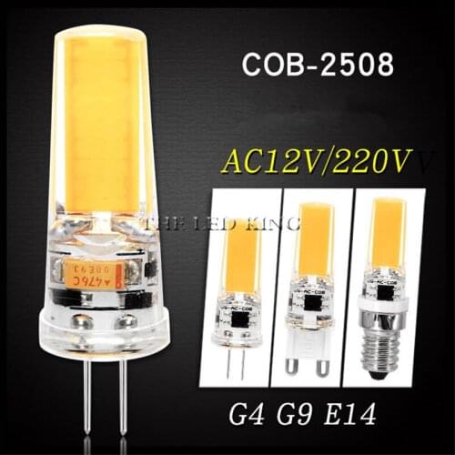 LED Lamp Mini Dimmable 12V DC/AC 12W 9W 6W 220V LED g9 LEDs Bulb Chandelier Light Super Bright G4 COB Silicone Bulbs Ampoule G9