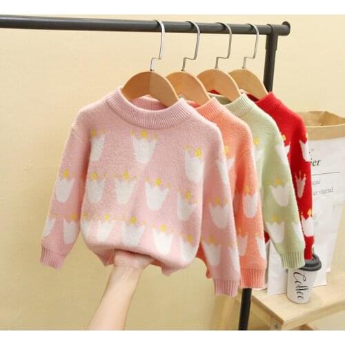 Girl Sweater Kids Baby Outwear Tops 2021 Lovely Thicken Warm Winter Autumn Long Sleeve Knitting Pullover Children Clothing
