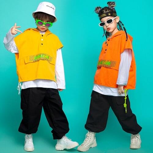 Hip Hop Kids Dance Costumes Boys Hoodie Tops Girls Hip Hop Pants Jazz Street Dance Performance Clothes Casual Rave Wear BL5778