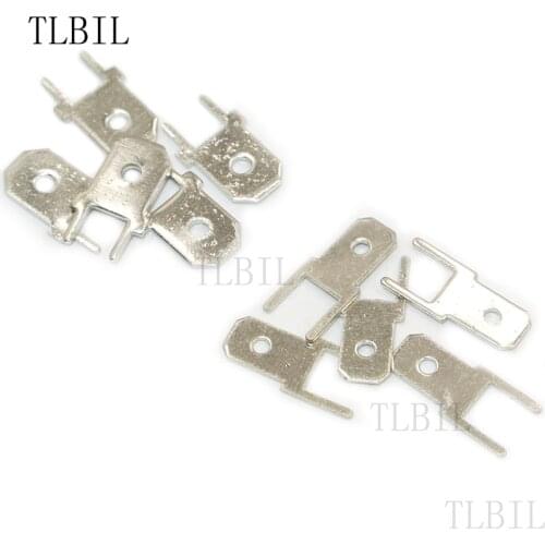 100Pcs 4.8mm 6.3mm Inserts Plug Male Terminal 250 PCB Solder lug thickness two legs PCB welding sheet