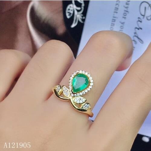 KJJEAXCMY boutique jewelry 925 sterling silver inlaid natural emerald womens models are 18K gold ring support detection