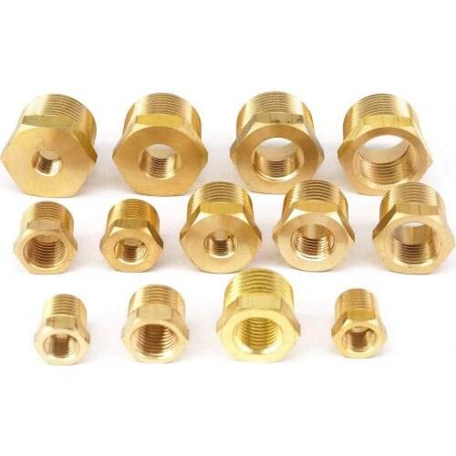 1/4" 3/8" 1/2" 3/4" NPT BSPT Male x Female Brass Reducing Bushing Pipe Fittings Connectors Adapter Air Gas Fuel Water