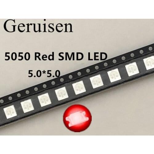 1000PCS/LOT Surface Mount New Real Rushed 5050 Red Smd Plcc-6 3-chips Ultra Bright Light-emitting Led Diodes