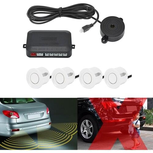 12V Car Reverse Parking Radar System Sound Alert Indicator Probe System with 4 Sensors Buzzer Alarm Sound Warning