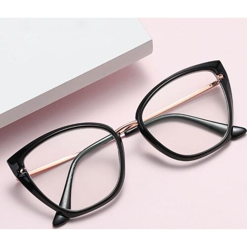 2021 Cat Eye Women Anti-blue Light Glasses Lady Luxury Designer Alloy Glasses Frame UV Corrective TV Computer Glasses
