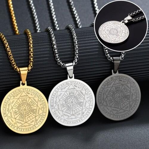 3 Styles Six-Pointed Star Angel Round Stainless Steel Tricolor Pendant Necklace Is An Unisex Fashion Accessory Unisex Jewelry