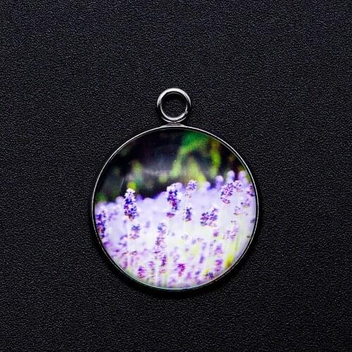 5pcs/lot Lavender Cabochon Jewelry Pendant DIY Charms Wholesale Jewellery Supplies Factory Store Pendants for Necklaces Making