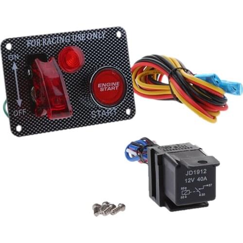 Car 12V 3 in 1 Racing Ignition Switch+ LED Toggle Button Panel + Relays + Line + Screws