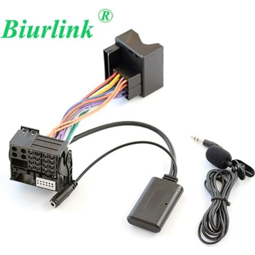 Biurlink 40Pin Quadlock Fakra Car Stereo RD4 Headunit Full Harness Cable Bluetooth Microphone AUX IN Ca for For Peugeot Citroen