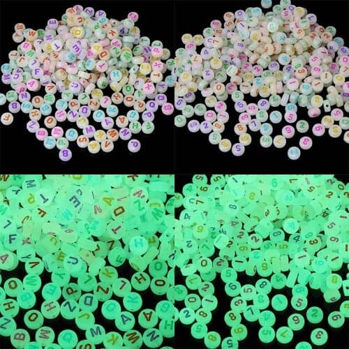 100Pcs Acrylic Luminous Letter Number Space Loose Beads For Jewelry Making DIY Accessories Handmade Craft Supplies