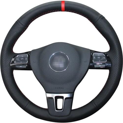 Black PU Artificial Leather Car Steering Wheel Cover for Volkswagen VW Gol Tiguan Passat B7 Passat CC Touran Jetta Mk6