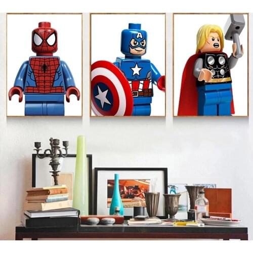 Superheroes Nursery Wall Decoration Art Poster Cartoon Marvel Avengers Print Canvas Painting Childrens Room Home Decor Cuadros