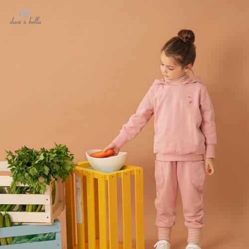 DKH19388 Dave bella autumn baby girls 5Y-13Y cartoon soild clothing sets children suits toddler infant clothes girls outfit