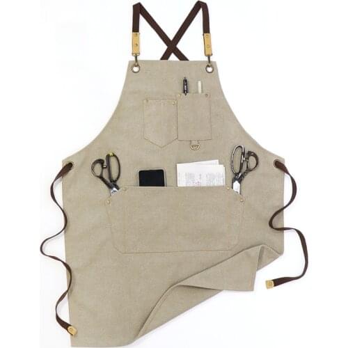 Thickening Canvas Work Apron for Tailor 16 oz Washed Canvas Workwear for Bartender Hairdresser Floral Barber Barista Apron