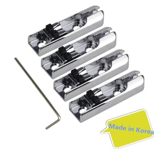 FLEOR 4pcs Individual 4 String Bass Bridge Chrome Bass Guitar Parts