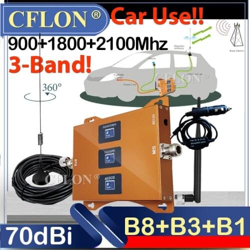 Car Use!! CellPhone Multi-Band 900 1800 2100Mhz 4G Cellular Amplifier GSM LTE 2G3G4G Signal Repeater 4G Mobile Signal Booster