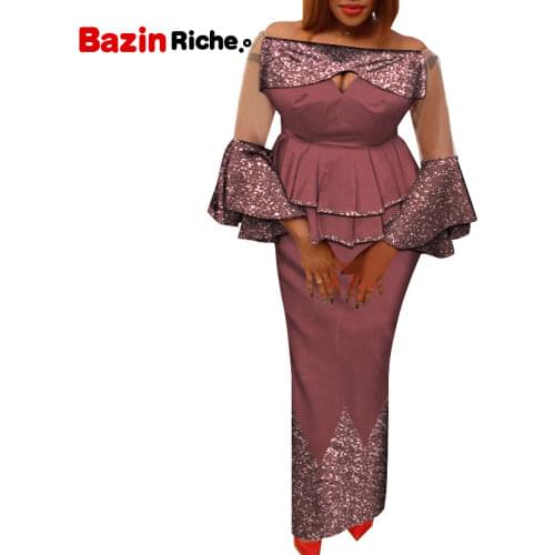 2 Piece African Set Skirt and Top Plus Size Custome 2021 Fashion Patchwork WY7984