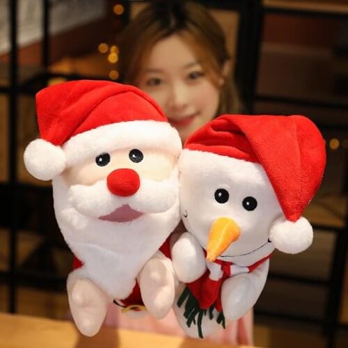 30cm Creative Christmas Santa Claus Dolls Snowman Elk Hand Puppet Funny Toys Christmas Decoration Boys Girls Lovely Gifts