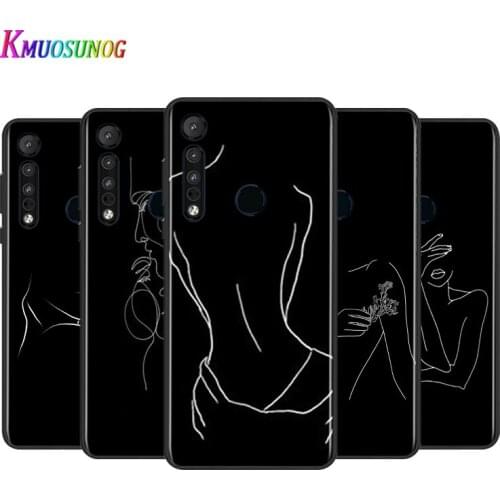 Line Abstract Art For Motorola G9 G8 G Stylus Power One Fusion Hyper Edge E7 E6 5G Plus Play Lite Black Silicone Soft Phone Case