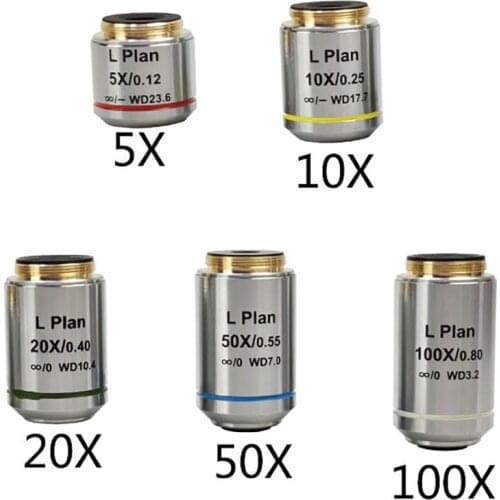 Metallurgical Microscope Infinity Long Working Distance Objective Lens 5X, 10X, 20X, 50X 100x