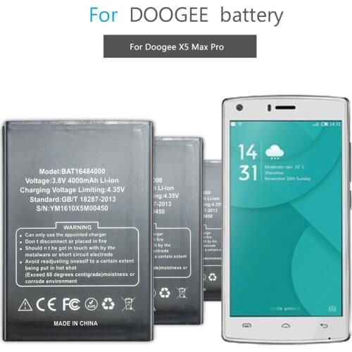 Mobile Phone Battery For DOOGEE X5 MAX X5max Pro Battery 4000mAh BAT16484000