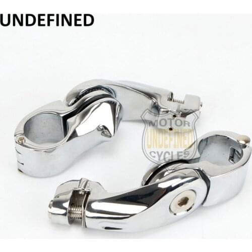 1.25" Motorcycle Chrome Engine Guard Highway Foot Pegs Short Angled Bar Mount Kit For Harley Touring Custom