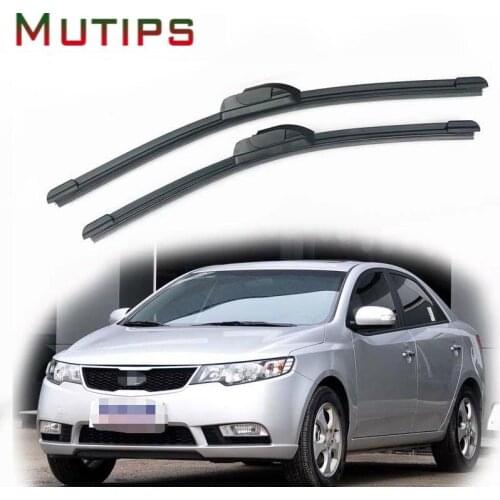 Mutips 1Set Rubber Car Front Wiper Blade Kit For Kia Forte 2018 2017 2016 2015 2014-2008 Windscreen Original replace Accessories